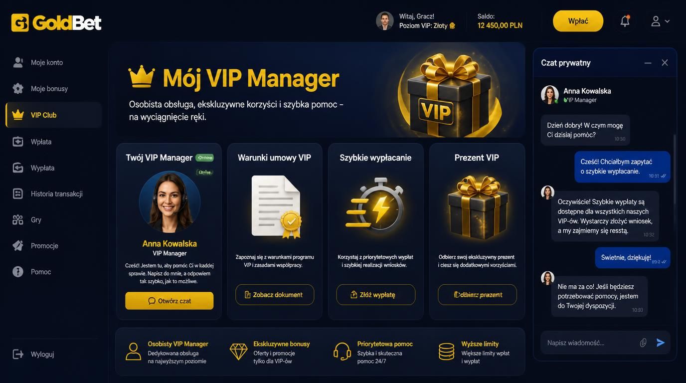 VIP Manager rozmawia przez czat z graczem